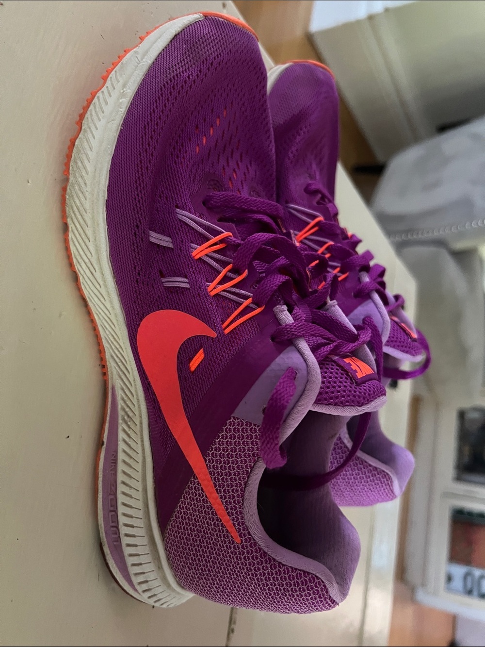 Nike Women's Purple Running Sneakers with Orange Accents - Picture 3 of 5